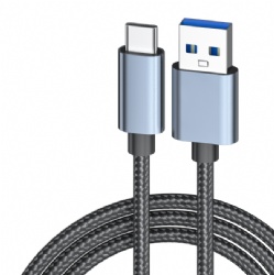 USB 3.2 Type C to USB A Cable, 10Gbps High Speed Data Transfer, 3A 60W Fast Charging, Aluminum Alloy Connector, Braided Shielding – for External Hard Drive, Car, Smartphone, Laptop, SSD, and More (1 Meter, Black/Gray, OEM Available)