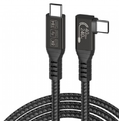 USB4.0 Type-C Elbow Cable 240W PD Fast Charging | 40Gbps Data Transfer | 8K@60Hz Video | Thunderbolt 3/4 Compatible | Braided Nylon C-to-C Cable for Laptop/Phone/Tablet