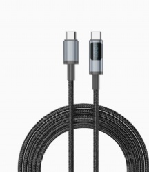  100W Digital Display Fast Charging Cable, Braided Charger Cord with LED Power Meter, 1.2m/2m 480Mbps Data Sync, USB C to USB C/A to Lightning/USB C, Compatible with iPhone 17/16/15, Android, Laptop 