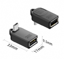 Micro USB Male to USB A Female Adapter, USB 2.0 OTG On-The-Go Converter, 90 Degree Right Angle, 480Mbps Data Transfer, 5V/1A Charging, with Keychain, Compatible with Android Phones, Tablets, U Disk, Mouse, Keyboard