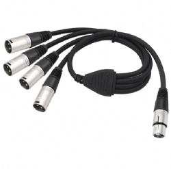 0.6M Balanced 1 to 4 XLR Audio Distribution Cable, Oxygen-Free Copper Shielded Mic Y Splitter Cord for Microphone, Mixer, PA System 