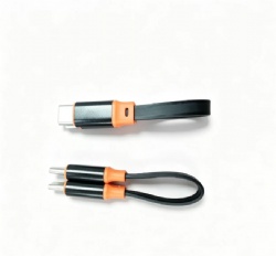 Portable Type-C Fast Charging Short Cable | Metal Shell Flat Power Bank Transfer Cable - Factory Direct & Customizable