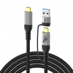  Custom 2-in-1 USB-C Cable | Full-Featured USB3.2 Gen2x2 20Gbps | 4K@60Hz Video Output | PD 100W Fast Charging | USB-A Adapter Included | Braided Data Cable for Laptop/Phone/Monitor 
