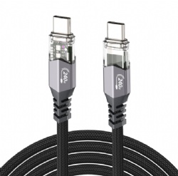 240W PD USB-C to USB-C Cable, 12A Fast Charging, LED Indicator, Braided Type-C to Type-C Cord, 1M/1.5M/2M, for Laptop, Phone, Tablet 