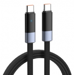 65W USB-C to USB-C Fast Charging Cable with Auto Power-Off, Smart LED Indicator Braided Type-C Charger Cable for iPhone 15/16, MacBook, Samsung