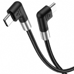 100W 5A PD Fast Charging USB-C to USB-C Cable, Double Elbow Braided Data Cord Compatible with MacBook Pro/Air, iPad Pro, iPhone 15/16, Gaming & Office Use, 0.5m/1m/2m/3m Optional