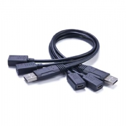 USB A to Dual Type-C Female Splitter Cable, 3A 15W 5V Charging & USB 2.0 Data Transfer Y Cable, 1 USB 2.0 Male to 2 Type-C Female Ports, 30cm/1ft Length for Phone, Tablet, Keyboard, Mouse 
