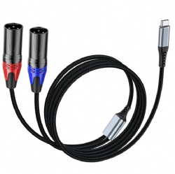 USB C to Dual XLR Male Audio Cable, 3.3FT/1M Type-C to 2 XLR Stereo Hi-Fi Cord, Built-in DAC Chip, Compatible with iPhone 16/15/Pro Max, Huawei, Samsung, Xiaomi, Connect to Mixer, Amplifier, Active Speaker, Professional Audio System