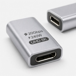  USB C Female to Female Adapter, 20Gbps Type-C Coupler with 240W Fast Charging & 8K@60Hz UHD Video, Double-Sided Plug & Play USB-C Extender Connector for MacBook, iPad, Phone, Laptop, Thunderbolt 3/4 Cable Extension 