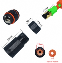 Cat6A Waterproof RJ45 Connector, Shielded Gigabit STP Ethernet Female to Female Coupler, M23 Industrial Grade Field Adapter for Outdoor IP Cameras, Mesh Systems & Marine Use