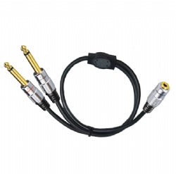 Studio Grade] 3.5mm Female to Dual 6.35mm Male Y-Splitter Cable, TRS Stereo to Dual TS Mono Audio Adapter, Heavy-Duty Metal Shell & Gold-Plated Connectors for Mixers, Amps & Headphones (1.6ft/50cm)