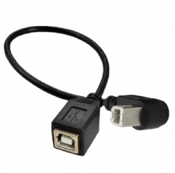 90-Degree Right Angle USB 2.0 Type B Extension Cable, Male to Female Ultra-Slim Printer Cord, 10-Inch/25cm High-Speed 480Mbps for Laser Printer, Scanner, 3.5