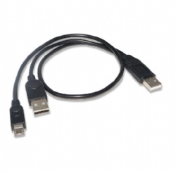 Micro USB Power Boost Y-Splitter Cable, USB 2.0 A-Male to Micro-B (5-Pin) Data Cord with Supplemental USB Power Port for 2.5