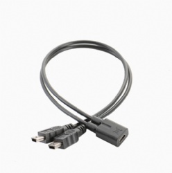Mini USB Splitter Cable, Mini 5-Pin Female to Dual Mini USB Male Power Adapter, 1-to-2 Charging Cord for Dash Cam, GPS, Radar Detector and Sat Nav (30cm/1FT, Note: Charging Only)