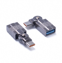 180° Rotating USB C to USB A OTG Adapter, Zinc Alloy Swivel Type-C Male to USB 2.0 Female Connector, 3A Super Fast Charging & High-Speed Data Sync for iPad, MacBook, Samsung and More (Gaming-Friendly)