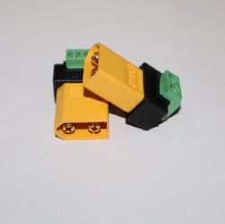 Solderless XT60 to 2-Pin Screw Terminal Block Adapter, XT60 Male/Female to Green Terminal Connector, 10A/300V High Current Power Converter for RC Drones, LiPo Batteries & DIY Projects (14AWG Compatible)