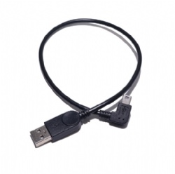 USB 2.0 to Mini-B (5-Pin) L-Shape Power & Data Cord for Dash Cams, GPS, Car Audio and Sat Nav (30cm/1FT, Available in Up/Down/Left/Right Angles)