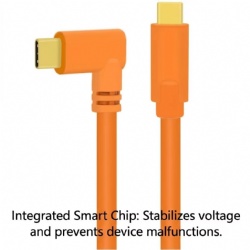 90-Degree Right Angle Sync & Charge Cord for Sony A7R4/A7M4, Nikon Z Series, Canon R5, High-Visibility Orange Studio Series (Factory Direct)