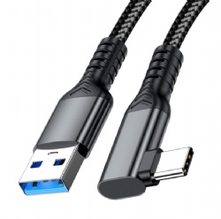 90 Degree USB 3.2 10Gbps Type-C Cable, Right Angle Type-C to Type-C Fast Charging & High-Speed Data Sync Cord Compatible with VR Meta Quest 3/2, External SSD, Camera Tethering, Switch, CarPlay, Laptop