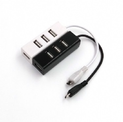 4-Port Micro USB OTG Hub 2.0 with Power Supply Port, High-Speed USB Splitter for Android Smartphone and Tablet