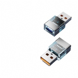 100W High Speed USB 3.0 to Type C Adapter Transparent Shell with Blue LED Indicator for Car Charging & Data Sync