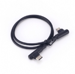 90 Degree L-Shape Dual Micro USB to Micro USB OTG Cable for Phone to Phone Mutual Charging & Data Sync Data Copy Cord