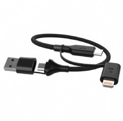 4-in-1 Multi Charging Cable [60W PD], Braided USB A/C to USB C/Lightning Fast Charging Cord for iPhone 16/15 Pro Max, MacBook Air, iPad Pro, Samsung Galaxy, Android