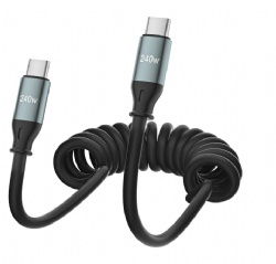 240W Coiled USB C Cable, for Android Auto & CarPlay Cable
