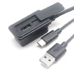 Luggage External USB Charger Extension Cable, 2A USB A & Type C Dual Output Port Travel Bag Charging Adapter Shell with Flip Cover, Portable Bag Accessory Cord for iPhone 15/16 Android Phones
