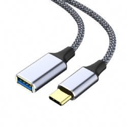 Type-C 3.1 Male to USB3.0 Female OTG Adapter Cable, Nylon Braided 3A Fast Charging Data Cord, Connect USB Flash Drive, Mouse, Keyboard for Laptop Tablet Phone