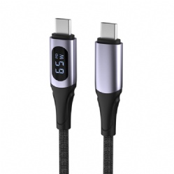 65W PD Digital Display USB-C to USB-C Cable, 48 Braided Fast Charging Data Cord 1.2m, Charging & Data Transfer for iPhone, Huawei Smartphones
