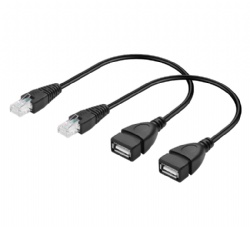 USB 2.0 Female to RJ45 8P4C Ethernet Male Extension Cable for Router, ADSL Modem, Camera, Laptop, Desktop (11.81 Inch)