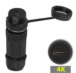 HDTV IP68 Waterproof Female to Female Wall Plate Coupler M25, HDMI 2.1 8K@60Hz 48Gbps / HDMI 2.0 4K@60Hz In-Wall Bulkhead Connector for Outdoor LED Screen Stage Equipment RV
