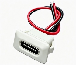 USB C Waterproof Panel Mount Connector, Round Type-C Female Charging Port with M12 Lock Nut, 5V 3A 2P, PH2.0 Wire, 12mm Cutout, for Outdoor Lamp, LED Light, Motorcycle, Marine, DIY