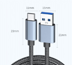 USB C Cable 10Gbps, USB 3.2 A to C Fast Charging Cord 60W 3A, Nylon Braided High Speed Data Transfer Cable for External SSD Hard Drive Enclosure, Samsung Galaxy, iPhone 15 16, iPad, Laptop, Car Charger, 3.3ft Black
