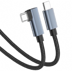 USB C to USB C Cable Right Angle, 100W PD Fast Charging Type C Cord, 10Gbps Data and 4K60Hz Video, Tinned Copper with Aluminum Foil Shielding, Braided Angled Cable for MacBook, iPhone 15 16, Samsung, Huawei, iPad, Laptop