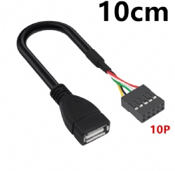 USB 2.0 Female A to 10 Pin 2.54mm DuPont Female Connector Cable, 2x5P Motherboard Internal Extension Cable,