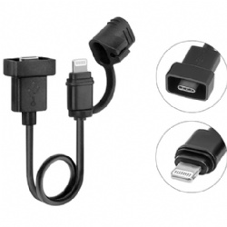 Waterproof Dual USB Motorcycle Phone Charger Cable Short Cord for Handlebar Mount Cross-border Export Accessory