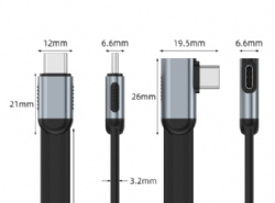 USB5.0 Thunderbolt 5 Compatible Cable 80Gbps 16K Video 240W PD Charging USB C to C 90 Degree Flat Cable