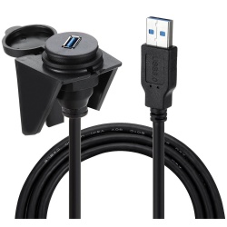 USB 3.0 Mount Cable –USB Extension Flush, Dash, Panel Mount Cable, for Car, Boat, Motorcycle and More (6.6FT/2M)