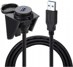 USB 3.0 Mount Cable –USB Extension Flush, Dash, Panel Mount Cable, for Car, Boat, Motorcycle and More (3.3ft/1m)