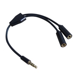 cabletolink factory 25cm black/white 3.5mm male to double 3.5mm female Y splitter cable